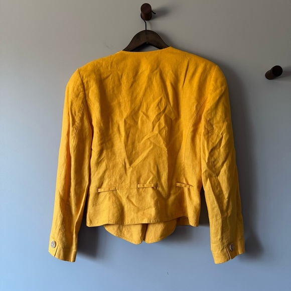 LINDA ALLARD X ELLEN TRACY MARIGOLD YELLOW LINEN BLAZER SIZE 6 - Picture 2 of 6